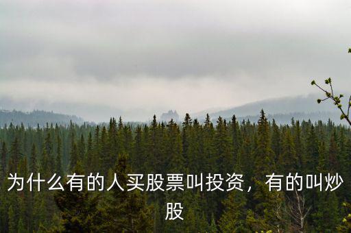 為什么有的人買股票叫投資，有的叫炒股