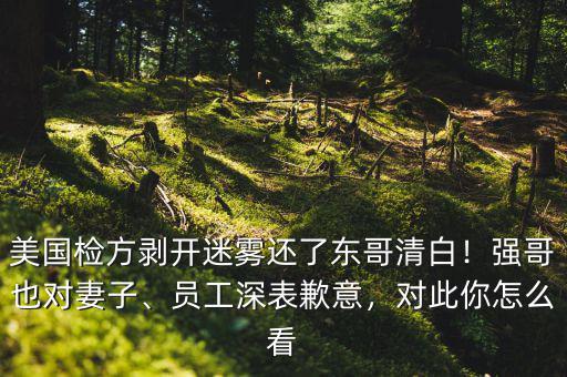 美國檢方剝開迷霧還了東哥清白！強(qiáng)哥也對妻子、員工深表歉意，對此你怎么看