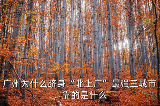 廣州為什么躋身“北上廣”最強(qiáng)三城市，靠的是什么