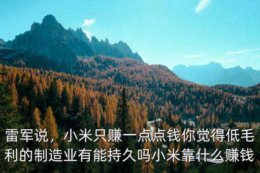 雷軍說，小米只賺一點點錢你覺得低毛利的制造業(yè)有能持久嗎小米靠什么賺錢