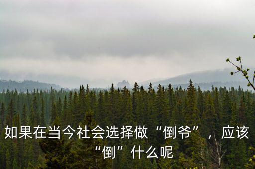 如果在當(dāng)今社會選擇做“倒?fàn)敗保瑧?yīng)該“倒”什么呢