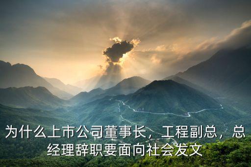 為什么上市公司董事長，工程副總，總經(jīng)理辭職要面向社會(huì)發(fā)文
