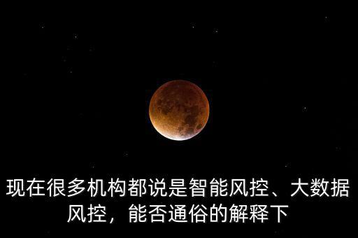 現(xiàn)在很多機構都說是智能風控、大數(shù)據(jù)風控，能否通俗的解釋下