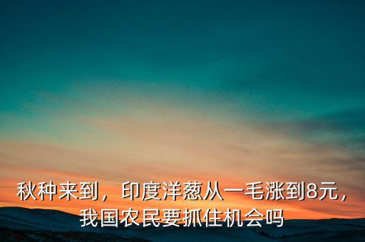秋種來到，印度洋蔥從一毛漲到8元，我國農(nóng)民要抓住機(jī)會嗎