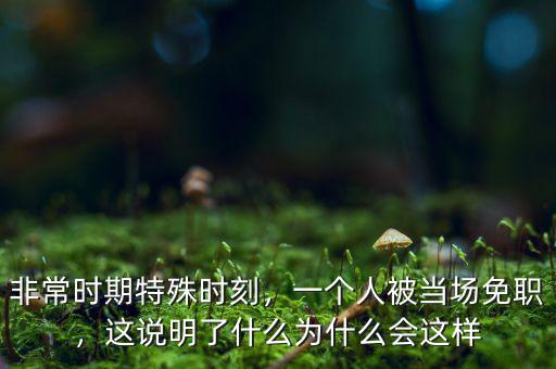 非常時期特殊時刻，一個人被當(dāng)場免職，這說明了什么為什么會這樣