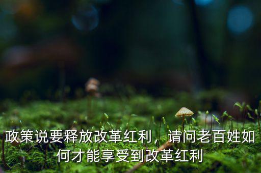 政策說要釋放改革紅利，請問老百姓如何才能享受到改革紅利