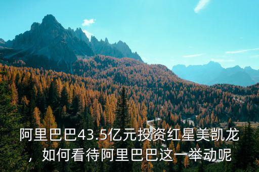 阿里巴巴43.5億元投資紅星美凱龍，如何看待阿里巴巴這一舉動呢