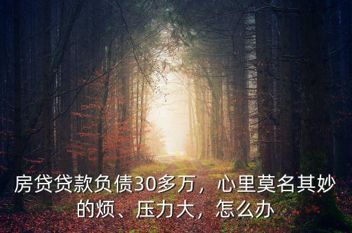 房貸貸款負債30多萬，心里莫名其妙的煩、壓力大，怎么辦