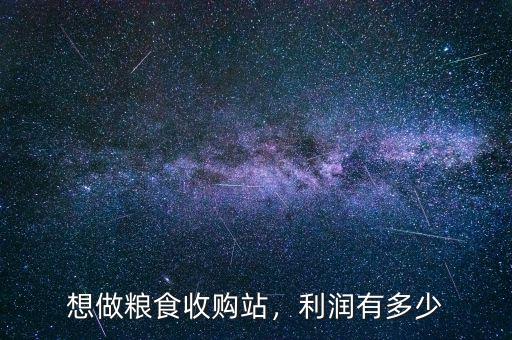 想做糧食收購站，利潤有多少