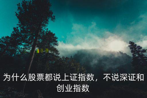 為什么股票都說上證指數(shù)，不說深證和創(chuàng)業(yè)指數(shù)