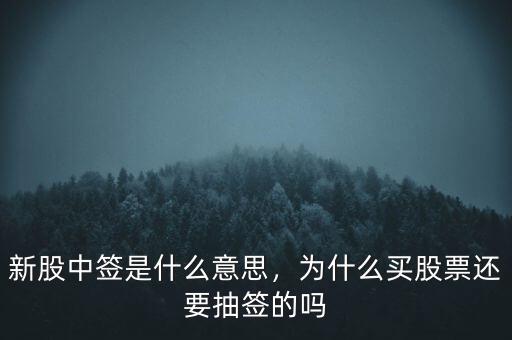 新股中簽是什么意思，為什么買股票還要抽簽的嗎