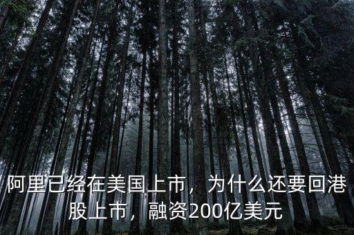 阿里已經(jīng)在美國(guó)上市，為什么還要回港股上市，融資200億美元