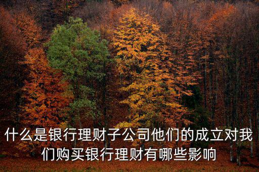 什么是銀行理財(cái)子公司他們的成立對(duì)我們購(gòu)買銀行理財(cái)有哪些影響