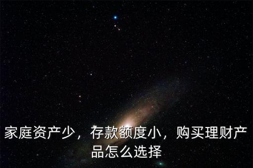 家庭資產(chǎn)少，存款額度小，購買理財產(chǎn)品怎么選擇
