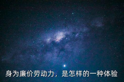 身為廉價勞動力，是怎樣的一種體驗