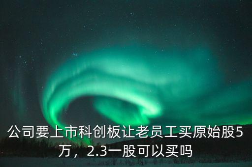 公司要上市科創(chuàng)板讓老員工買原始股5萬，2.3一股可以買嗎