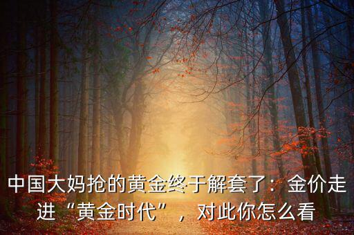 中國大媽搶的黃金終于解套了：金價(jià)走進(jìn)“黃金時(shí)代”，對(duì)此你怎么看