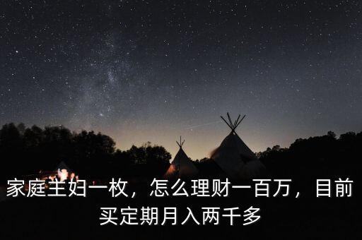 家庭主婦一枚，怎么理財一百萬，目前買定期月入兩千多