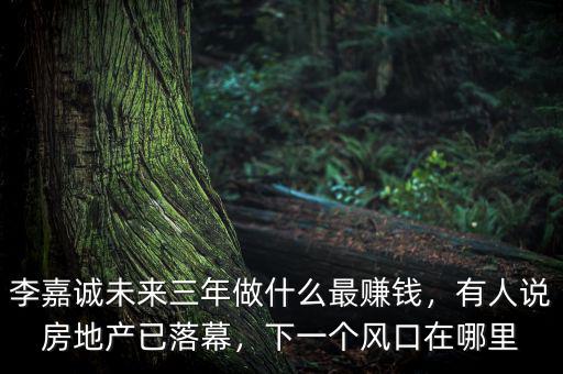 李嘉誠未來三年做什么最賺錢，有人說房地產(chǎn)已落幕，下一個風(fēng)口在哪里