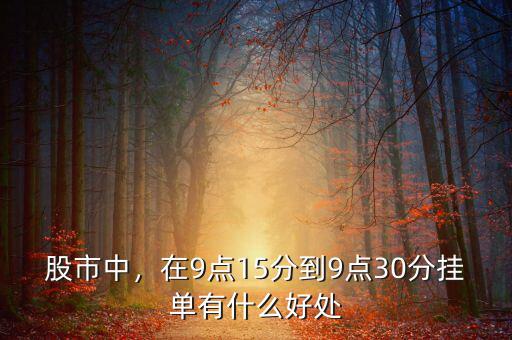 股市中，在9點(diǎn)15分到9點(diǎn)30分掛單有什么好處
