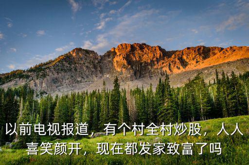 以前電視報(bào)道，有個(gè)村全村炒股，人人喜笑顏開(kāi)，現(xiàn)在都發(fā)家致富了嗎