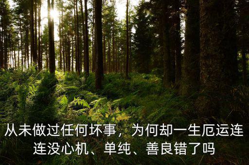 從未做過任何壞事，為何卻一生厄運連連沒心機、單純、善良錯了嗎