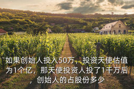 如果創(chuàng)始人投入50萬，投資天使估值為1個億，那天使投資人投了1千萬后，創(chuàng)始人的占股份多少