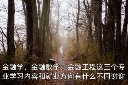 金融學，金融數學，金融工程這三個專業(yè)學習內容和就業(yè)方向有什么不同謝謝