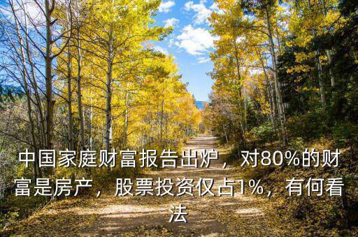 中國家庭財(cái)富報(bào)告出爐，對(duì)80%的財(cái)富是房產(chǎn)，股票投資僅占1%，有何看法