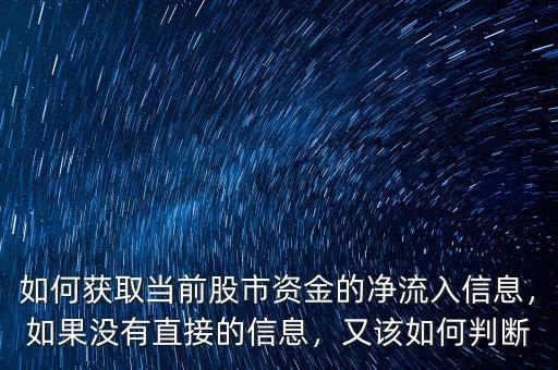 如何獲取當(dāng)前股市資金的凈流入信息，如果沒有直接的信息，又該如何判斷