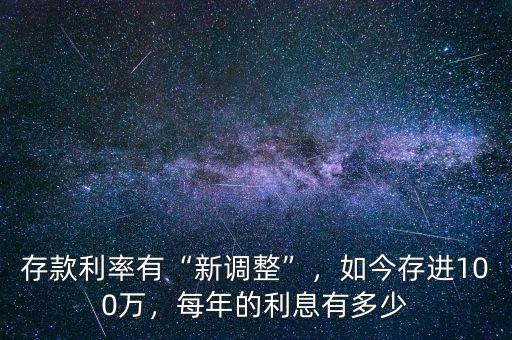 存款利率有“新調整”，如今存進100萬，每年的利息有多少