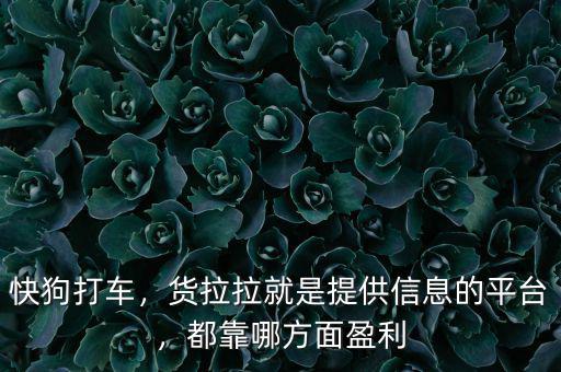 快狗打車，貨拉拉就是提供信息的平臺(tái)，都靠哪方面盈利