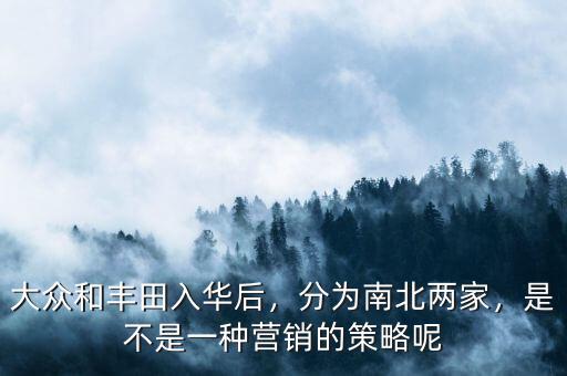 大眾和豐田入華后，分為南北兩家，是不是一種營(yíng)銷的策略呢