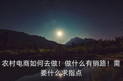 農(nóng)村電商如何去做！做什么有銷路！需要什么求指點