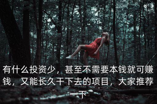 有什么投資少，甚至不需要本錢就可賺錢，又能長久干下去的項目，大家推薦一下