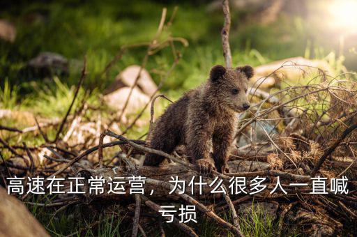 高速在正常運營，為什么很多人一直喊虧損