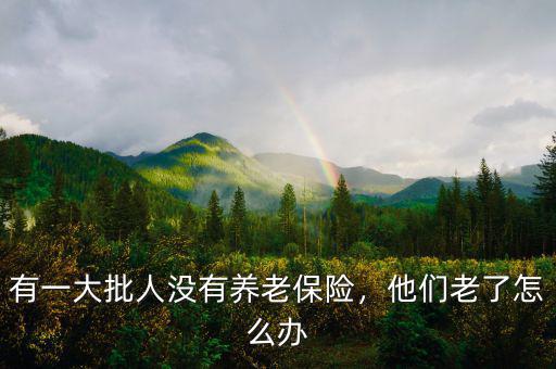 有一大批人沒(méi)有養(yǎng)老保險(xiǎn)，他們老了怎么辦