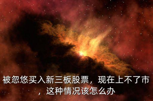 被忽悠買(mǎi)入新三板股票，現(xiàn)在上不了市，這種情況該怎么辦