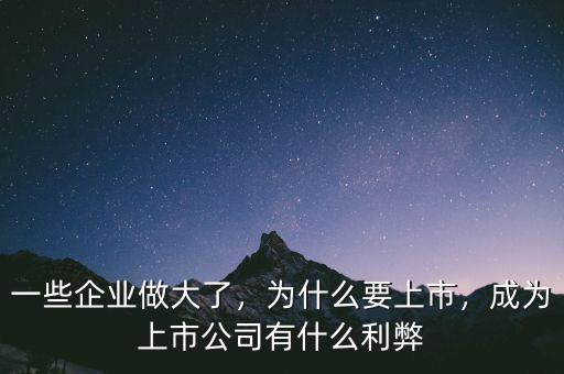 一些企業(yè)做大了，為什么要上市，成為上市公司有什么利弊