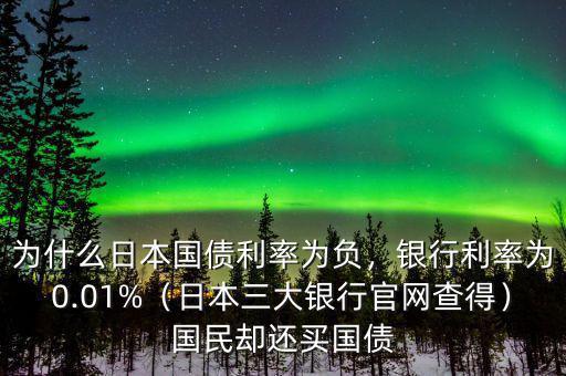 為什么日本國債利率為負，銀行利率為0.01%（日本三大銀行官網(wǎng)查得）國民卻還買國債