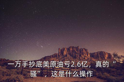 一萬手抄底美原油虧2.6億，真的“騷”，這是什么操作