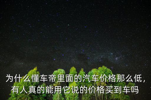 為什么懂車帝里面的汽車價格那么低，有人真的能用它說的價格買到車嗎