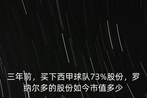三年前，買(mǎi)下西甲球隊(duì)73%股份，羅納爾多的股份如今市值多少