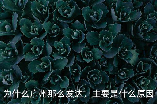 為什么廣州那么發(fā)達(dá)，主要是什么原因