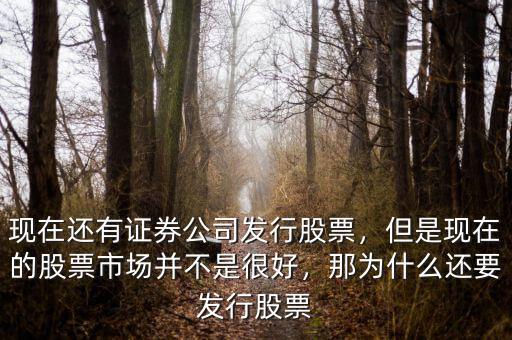 現(xiàn)在還有證券公司發(fā)行股票，但是現(xiàn)在的股票市場并不是很好，那為什么還要發(fā)行股票