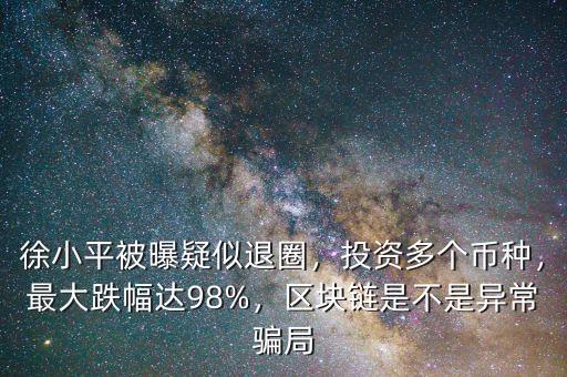 徐小平被曝疑似退圈，投資多個(gè)幣種，最大跌幅達(dá)98%，區(qū)塊鏈?zhǔn)遣皇钱惓ｒ_局