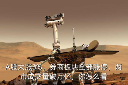 A股大漲5%，券商板塊全部漲停，兩市成交量破萬億，你怎么看