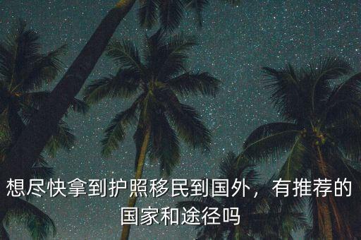 想盡快拿到護照移民到國外，有推薦的國家和途徑嗎