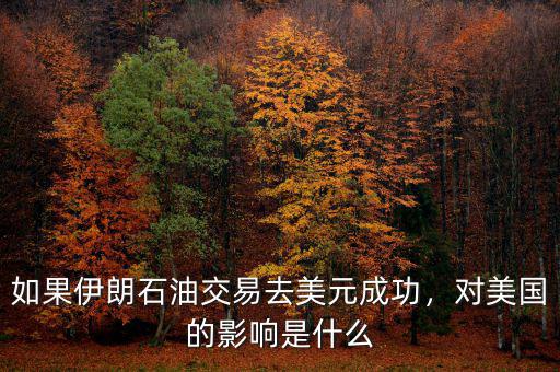 石油美元崩潰的結果是什么,如果伊朗石油交易去美元成功