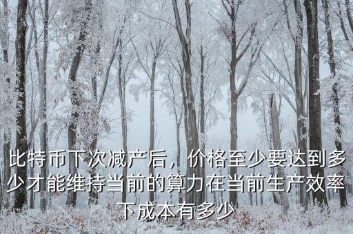 比特幣下次減產(chǎn)后，價格至少要達(dá)到多少才能維持當(dāng)前的算力在當(dāng)前生產(chǎn)效率下成本有多少